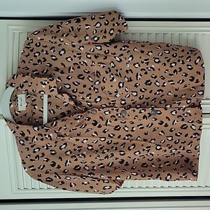 Leopard button down top